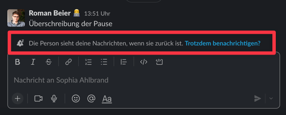 Slack's notification bypass function