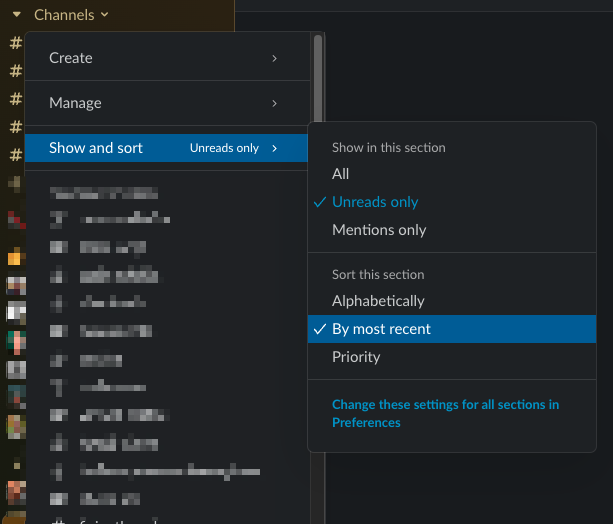 slack channel sorting