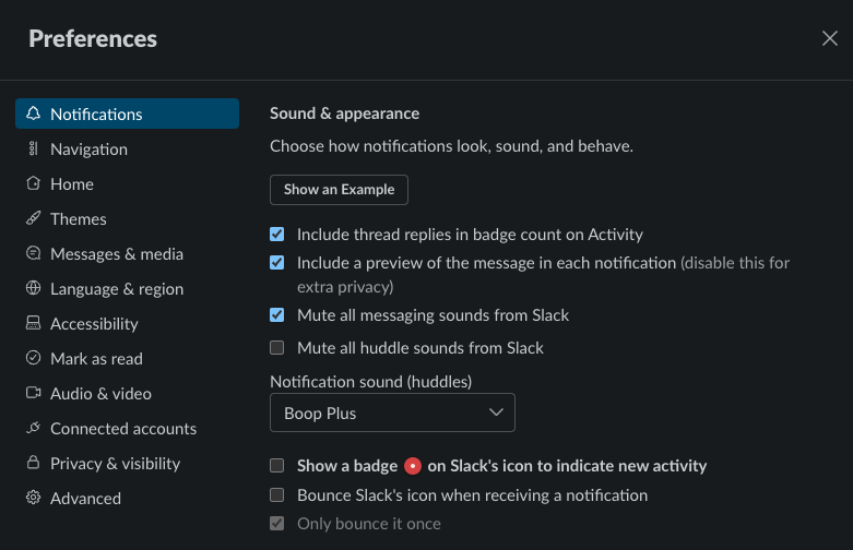 slack sound settings